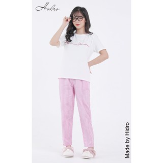 HIDRO Bộ đồ áo thun cotton quần kẻ caro DN001