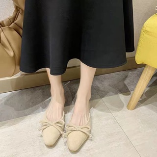 giày sục nơ da lộn
