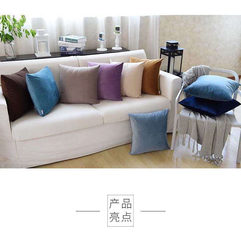 Vỏ Gối tựa sofa màu trơn nhung cao cấp PV9238