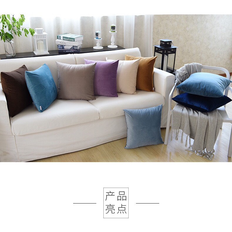 Gối Tựa Lưng Trang Trí Sofa Nhung Trơn 50cm PA9523