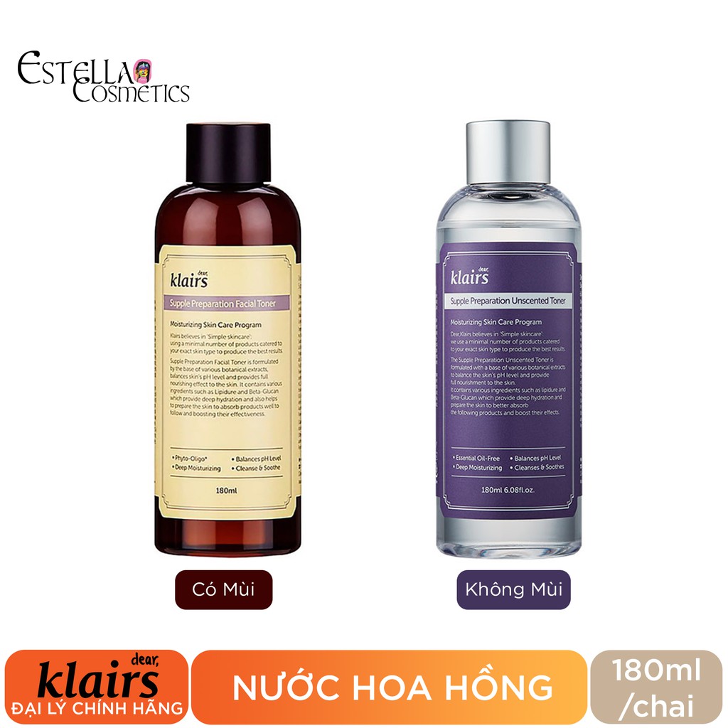 Nước Hoa Hồng Chống Viêm, Dưỡng Ẩm Klairs Supple Preparation Facial Toner 180ml