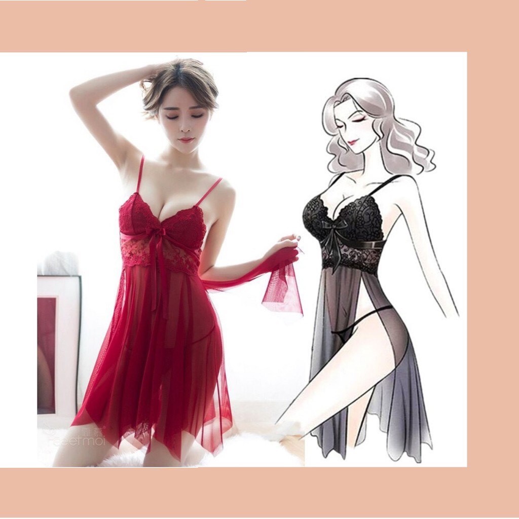 Váy ngủ 2 DÂY SEXY XẺ TÀ gợi cảm quyến rũ 40-55kg, đầm ngủ gợi cảm kèm chip xinh xắn