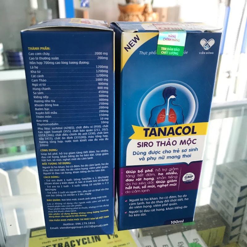 TANACOL SIRO THẢO MỘC - dùng được cho phụ nữ mang thai và trẻ sơ sinh, hỗ trợ giảm ho, rát họng, khản tiếng, sổ mũi