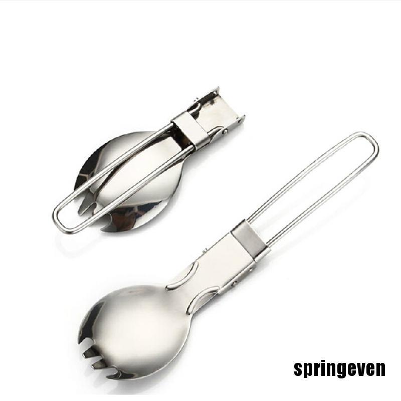 1 Muỗng Nĩa Bằng Thép Không Gỉ Có Thể Gấp Gọn Tiện Dụng Mang Theo Du Lịch Cắm Trại