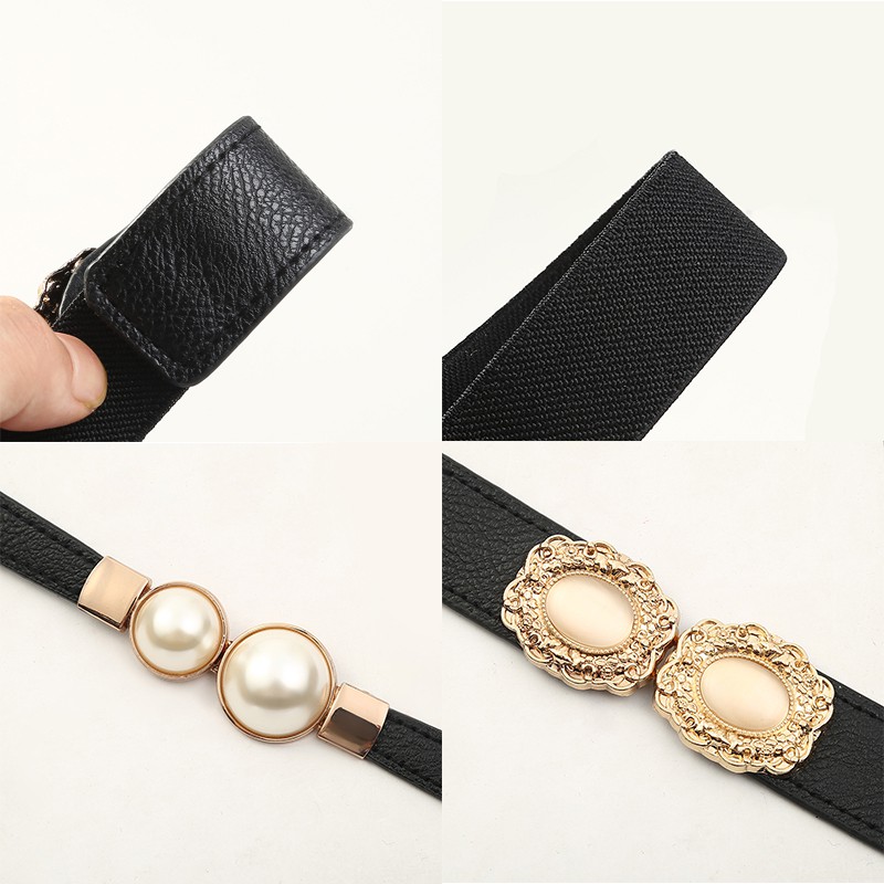 Thắt lưng co giãn đính hạt giả ngọc trai