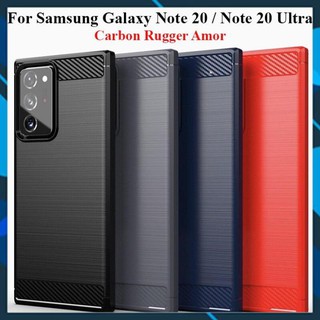 Ốp lưng dẻo Samsung Galaxy Note 20 / Note 20 Ultra vân sợi cacbon chống sốc Rugger Amor.