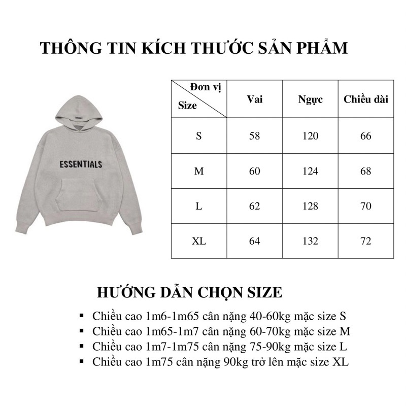 Áo hoodie len FEAR OF GOD FOG ESSENTIALS Knit SS21 bản cao cấp, Áo khoác có mũ form rộng ESSENTIALS len dệt kim oversize