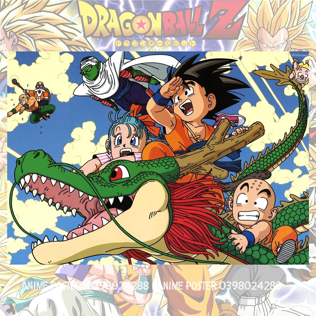 Tranh Trang Trí 7 Viên Ngọc Rồng Decal A3, Poster Dragon Ball Có Keo Dán Sẵn, Decor Phòng