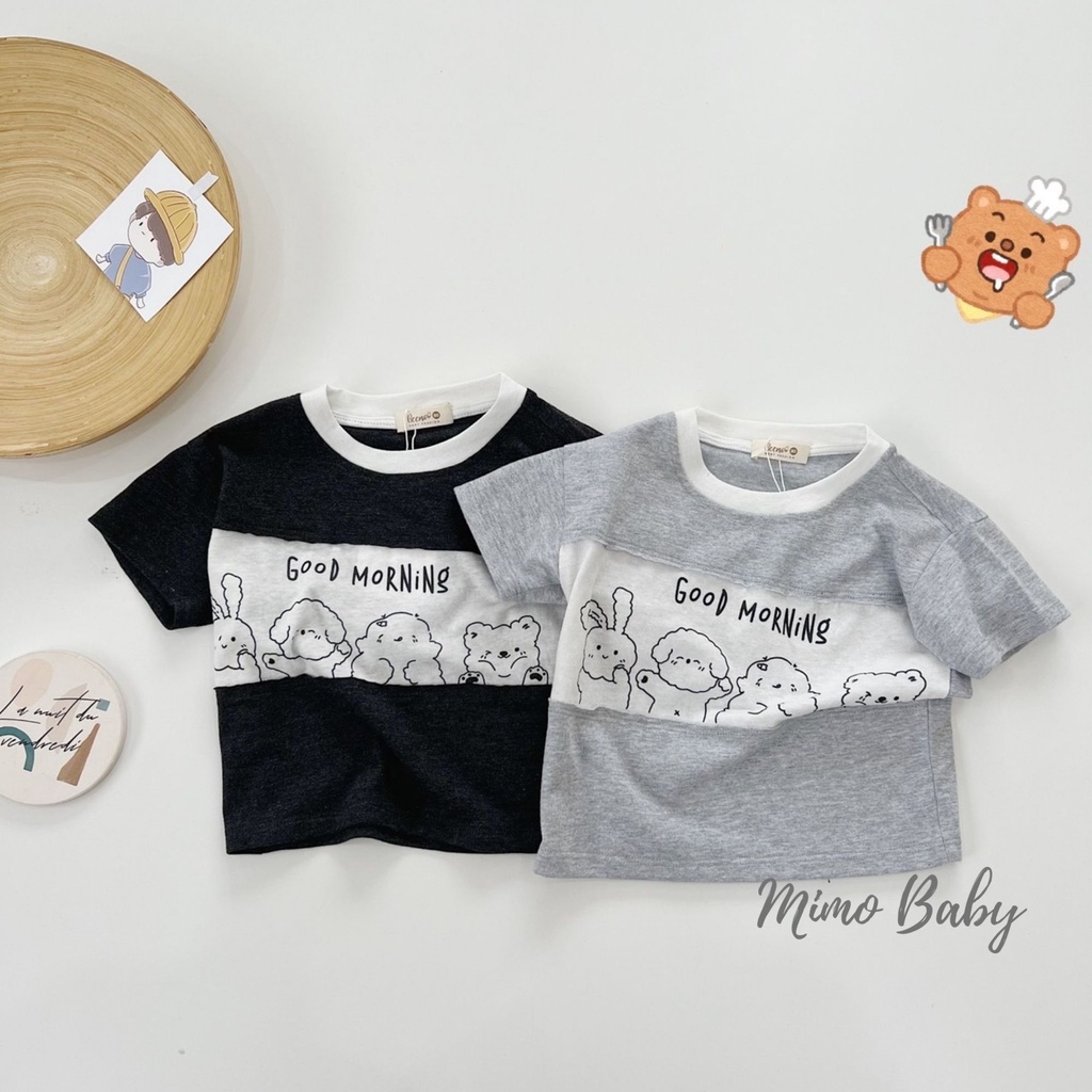 Bộ cotton cộc tay thân phối in hình gấu đáng yêu cho bé Mimo baby QA17
