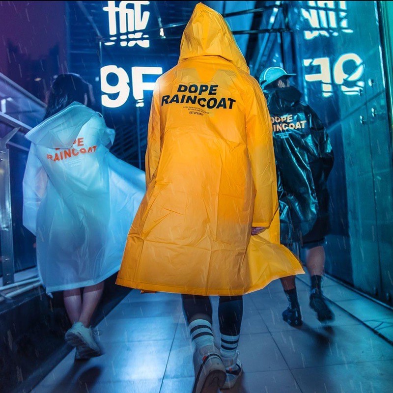 Áo Mưa Măng Tô Màu Trắng DOPE RAINCOAT STREET Style Thời Trang Unisex