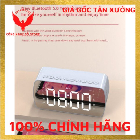 (Hàng có sẵn) Loa Bluetooth mặt gương hiển thị LED- Loa Bluetooth- Đài FM- Đồng Hồ Báo Thức