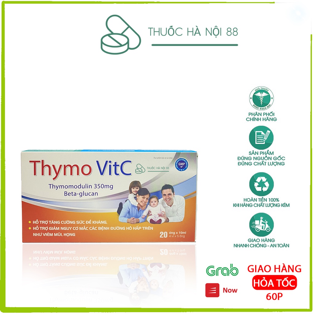 Thymo VitC- Hỗ trợ tăng cường miễn dịch tăng sức đề kháng tăng cường sức khỏe (Hộp 20 ống )