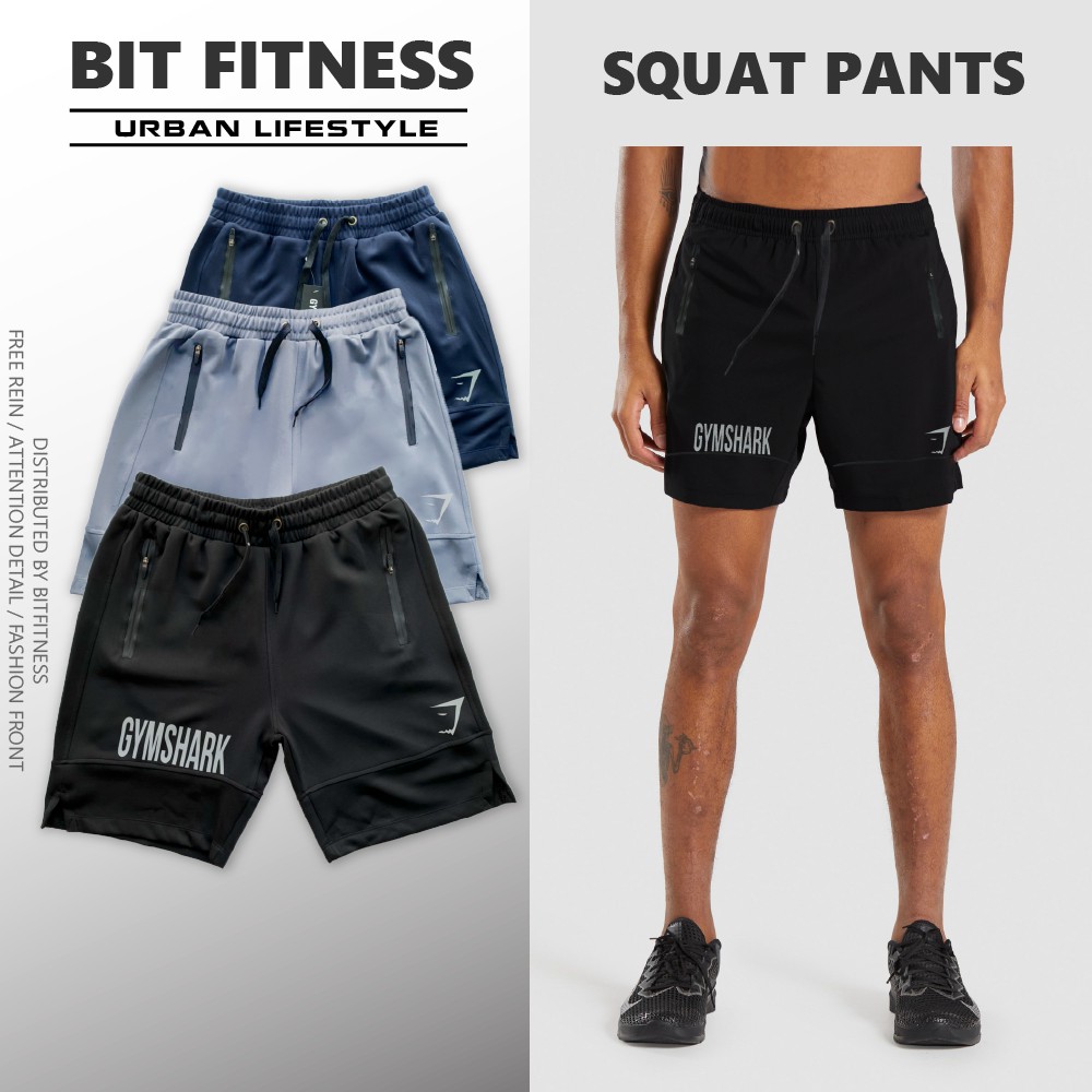 Quần short tập gym Gymshark logo phản quang, khóa chống nước - Quần đùi thể thao cao cấp - BiT Fitness Q.GS.2LG