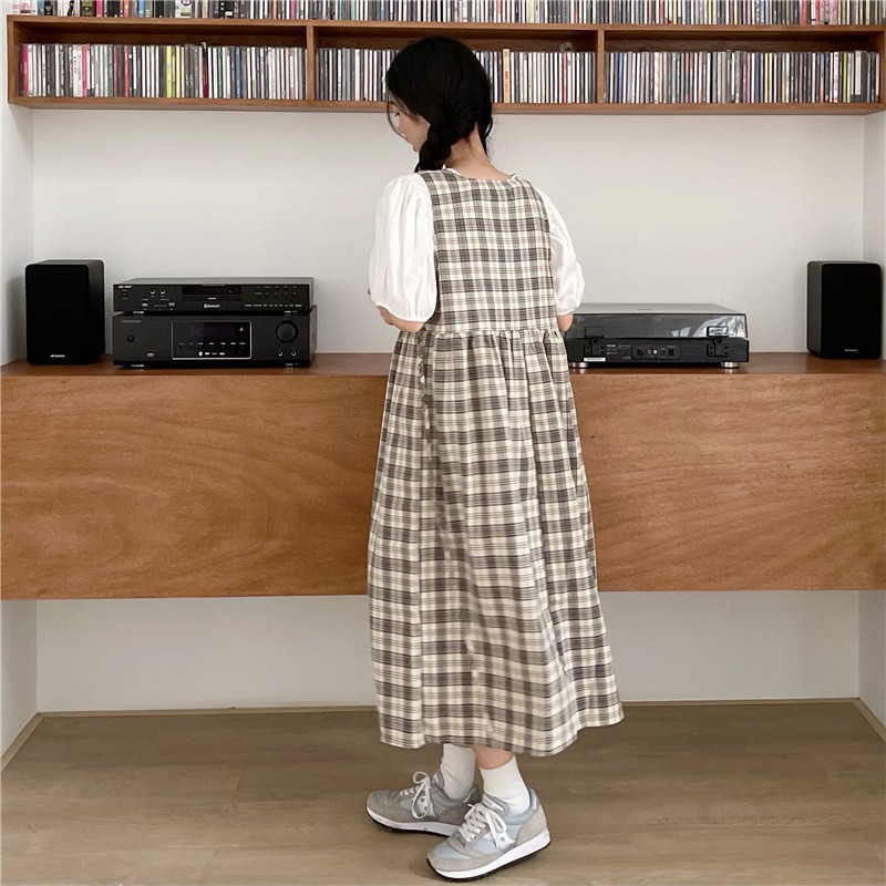 Đầm Maxi dây Dễ thương Kẻ sọc caro Form rộng Mùa Hè Ulzzang Hàn Quốc Váy Midi dài Cute Tiểu thư Thời trang | BigBuy360 - bigbuy360.vn