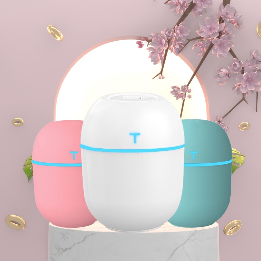 Máy Khuếch Tán Tinh Dầu Mini Humidifier Phun Sương Tạo Ẩm Toả Hương Thơm Diệt Khuẩn Cho Phòng Ngủ &amp; Trên Xe Hơi