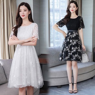 Đầm ren phối voan họa tiết sao V310
