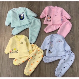 Bộ nỉ xốp cúc mở ấm áp siêu mềm mịn cho bé trai/ gái Qate193A,