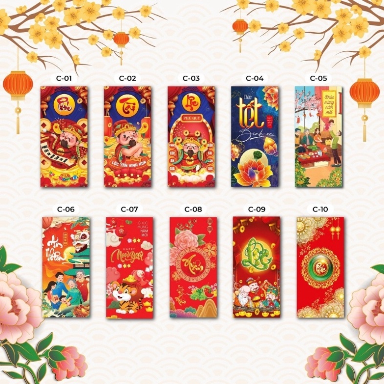 Bao Lì Xì Đẹp Tết 2022 Hoạt Hình Con Cọp Cute Dễ Thương Thần Tài Tiền Đô Độc Lạ Giá Sỉ Rẻ Màu Đỏ Chất Giấy C150 Cứng Cáp