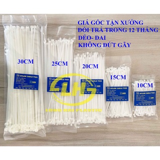 Dây rút nhựa, dây thít nhựa trắng đen siêu bền dẻo 100 sợi/bịch
