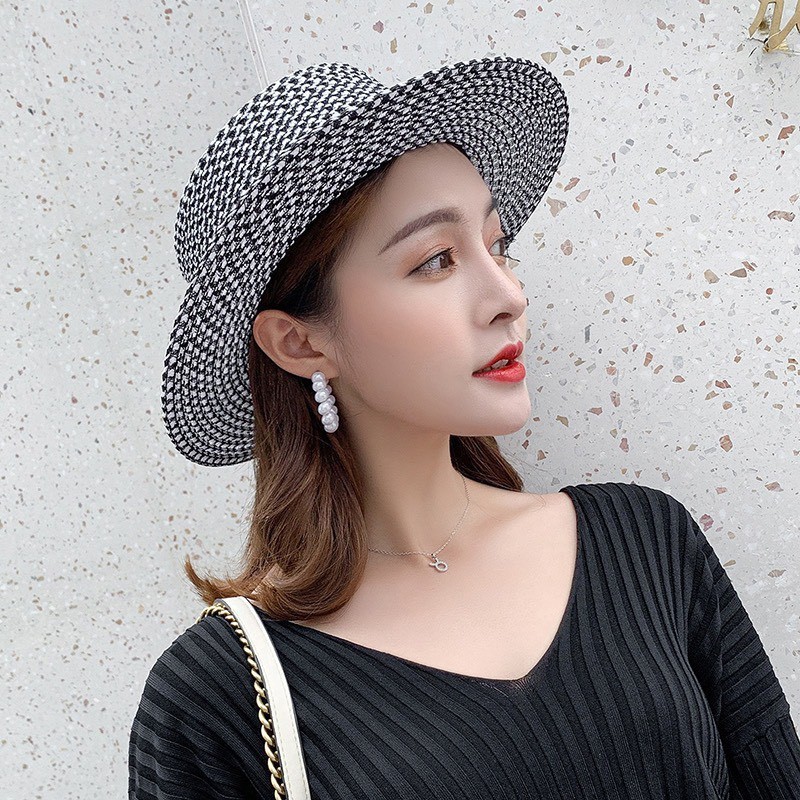 Mũ cói lưới rộng vành M cao cấp đi biển