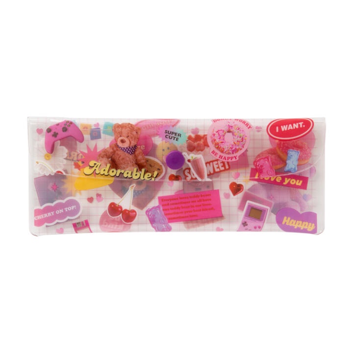 Túi Đựng Bút Hình Gấu Teddy ARTBOX Hàn Quốc Bằng PVC Dạng Nút Bấm