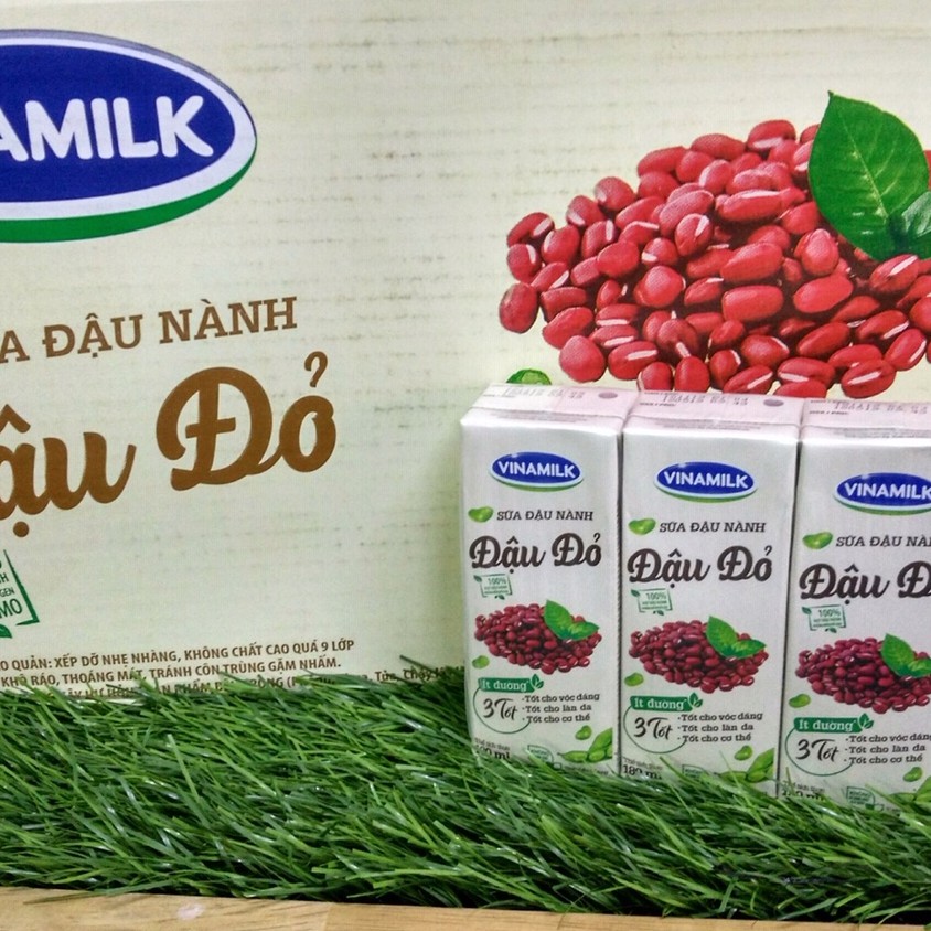 Thùng 48 hộp Sữa đậu nành Vinamilk SUPER NUT Đậu đỏ 180ml - Ít đường