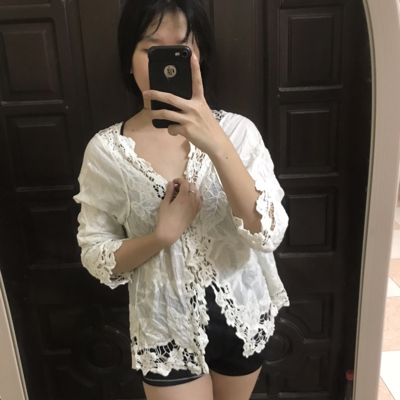 Cadigan chất xô pha ren điệu đà
