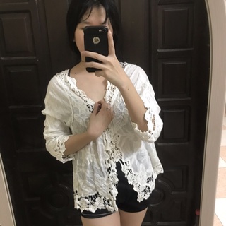 Cadigan chất xô pha ren điệu đà