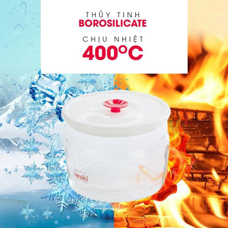 Hộp thủy tinh chịu nhiệt nắp hít Iwaki 200ml -1000ml