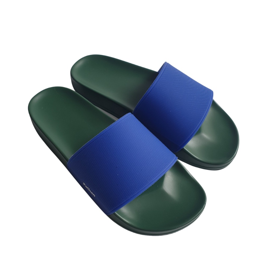 Dép nam nữ quai ngang slipper Pathon quai PVC và đế PU xanh lá quai xanh dương Mẫu SD65