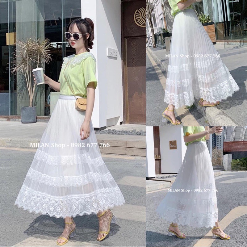 [Mã WASTUP giảm 10% tối đa 30K đơn 99K] Chân váy xếp ly công chúa phối ren dịu dàng nữ tính | BigBuy360 - bigbuy360.vn