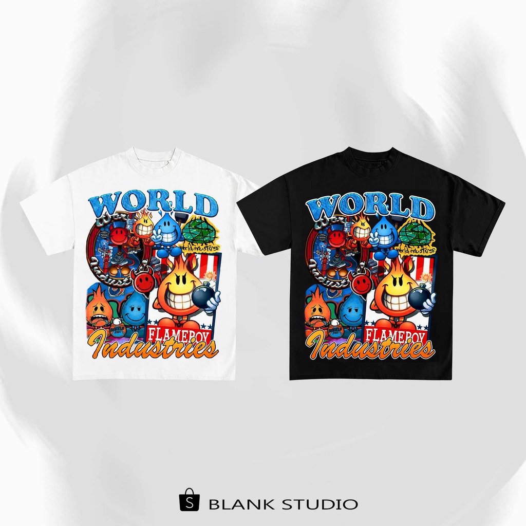 BLANK | Áo Thun FLAMEBOY Tay Lỡ Unisex - Đen/Trắng Cổ Tròn