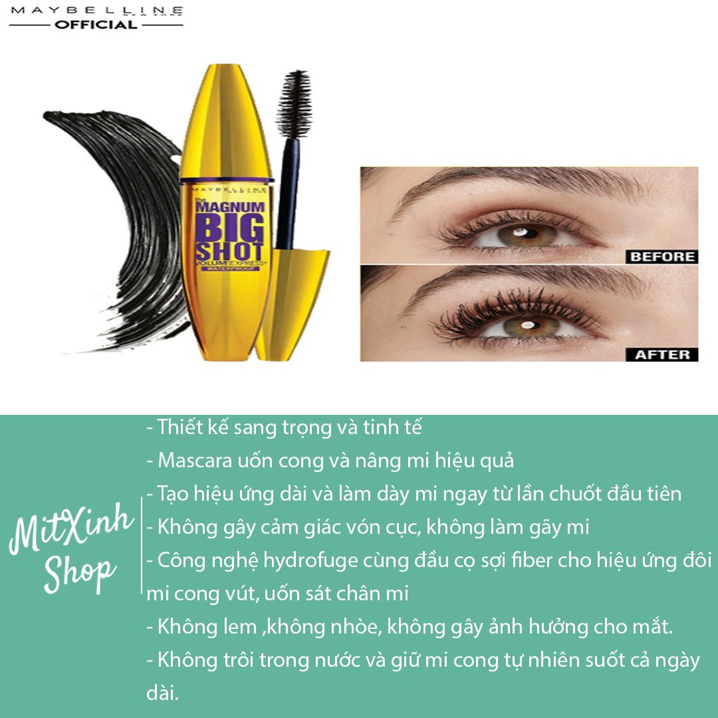 Mascara Maybeline vàng 7X- Dày Mi - Không lem không nhòe (Chính hãng - USA 100%)