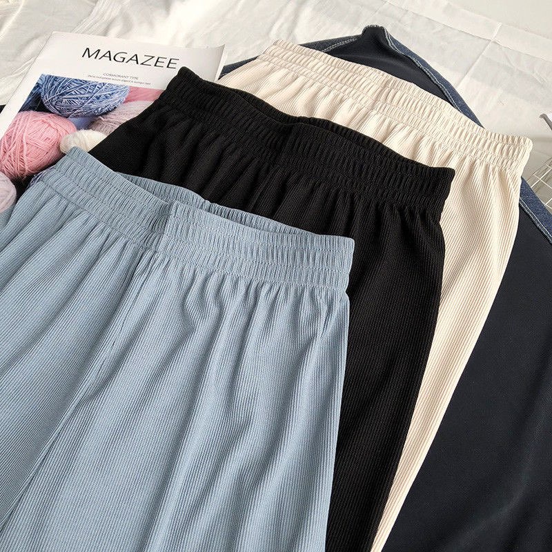 Quần Ống Rộng Nữ Len Tăm Culottes Cạp Chun Ulzzang