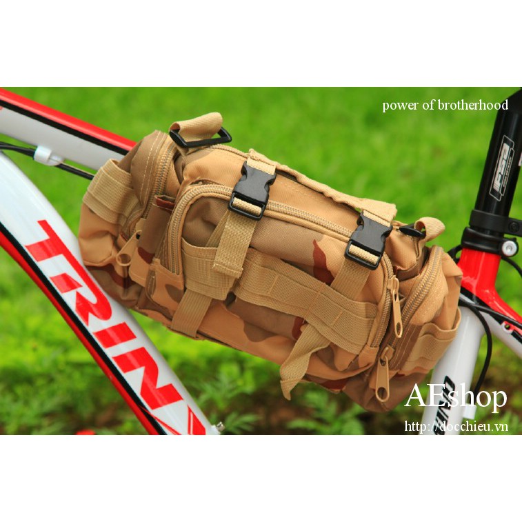 túi treo ghi đông xe đạp túi đeo hông đa năng chống nước 3P màu XANH LÍNH