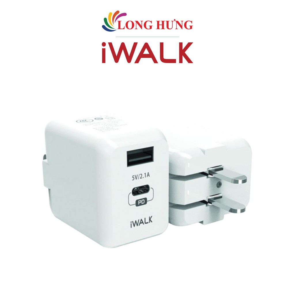 [Mã 2404EL10K giảm 10K đơn 20K] Cốc sạc iWalk Leopard 2.1A 1USB 1PD 28.5W ADL008P - Hàng chính hãng