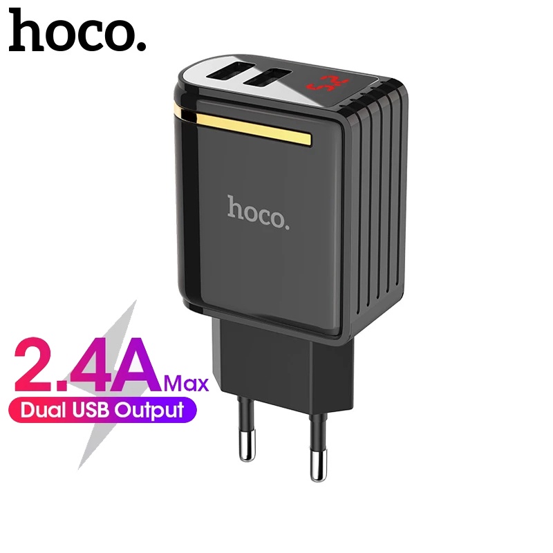 Cốc sạc nhanh HOCO. C39A 5V2.4A 2 cổng USB có màn hình LED cho điện thoại thông minh
