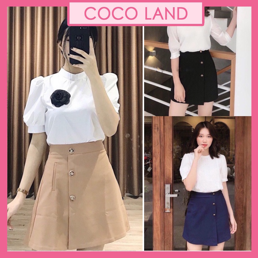 Quần giả váy Cúc Hoa siêu Hot chất đẹp mầu trắng đen deal tốt