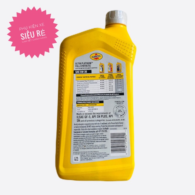 Nhớt Pennzoil Ultra Platinum 4T 5w30