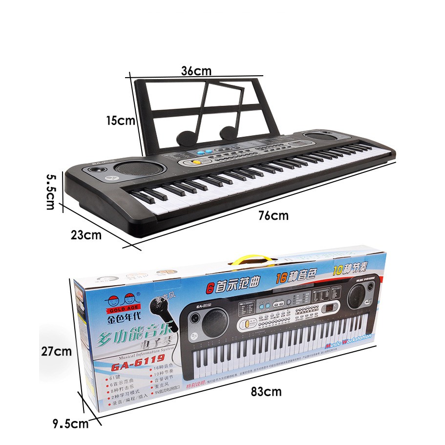 Đàn Điện Tử Piano 61 Phím Kèm mic cao cấp size lớn GA-6112