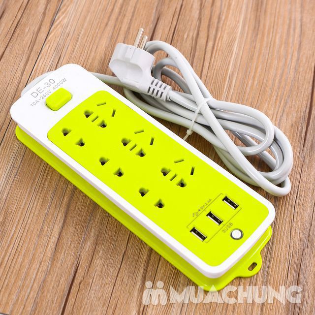 Ổ cắm điện Đa năng 6 phích có 3 cổng sạc USB - Hàng sẵn có