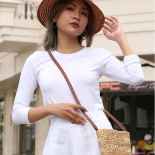 Áo thun dài tay trơn mặc nhà 100% cotton - đồ mặc nhà - đồ mặc nhà peony