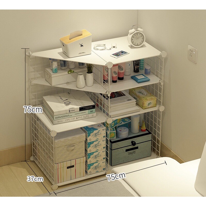 [ TẶNG CHỐT] Tủ đầu giường - Kệ Tủ Nhiều Tầng Nhựa Kết Hợp Lưới Tiện ích Gọn Siêu Đẹp