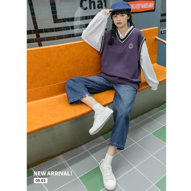 Áo gile len ulzzang nữ áo len gile nữ phong cách hàn quốc - AL11 | BigBuy360 - bigbuy360.vn