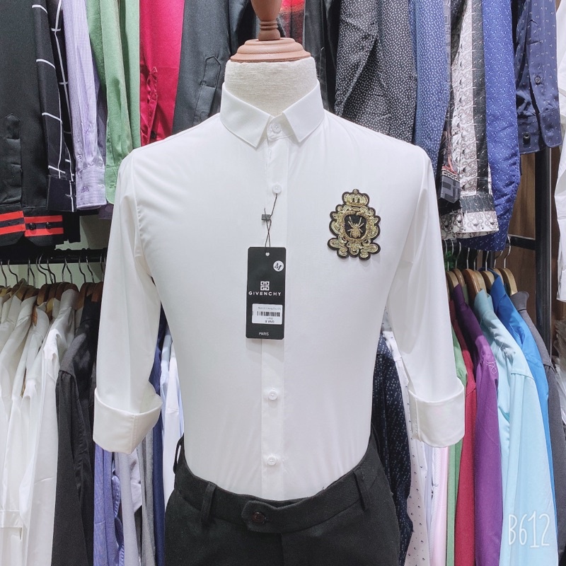 Sơ mi hoạ tiết siêu đẹp, áo sơ mi trắng nam hàng cao cấp