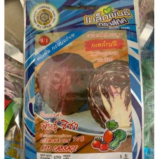 Hạt giống rau Bắp cải tím thái lan 1gr = 170 hạt làm nộm bao ngọt ngon Nhập khẩu nguyên gói (Red Cabbage)