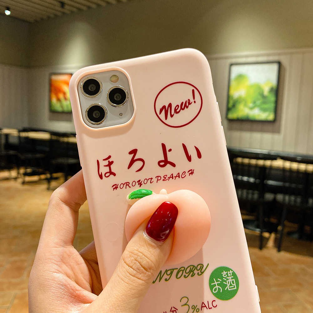 Ốp điện thoại viền vuông in gắng hình trái đào hồng dành cho điện thoại iphone/oppo/samsung