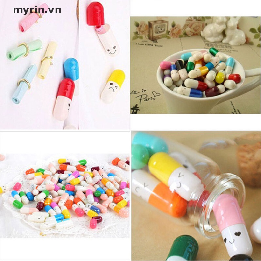 Myrin Set 50 Tấm Giấy Thông Điệp Trong Chai Hình Viên Thuốc Con Nhộng Tình Bạn Dễ Thương Nửa Màu S