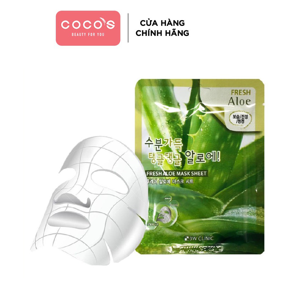 Mặt Nạ Dưỡng Ẩm Da Chiết Xuất Nha Đam 3W Clinic Fresh Aloe Mask Sheet 23ml