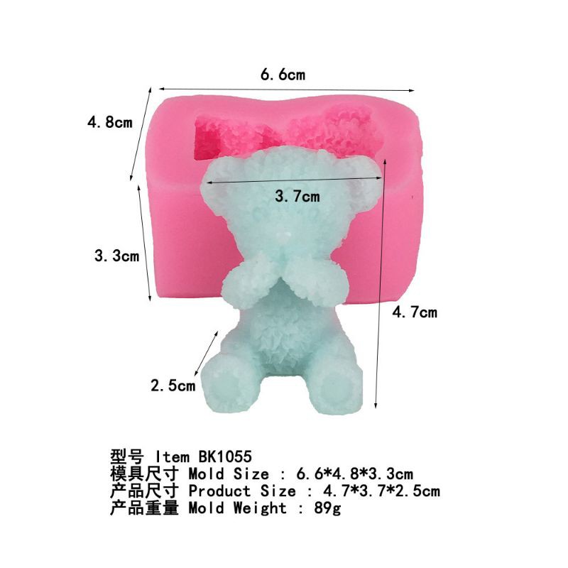 Khuôn rau câu silicon gấu 3 không